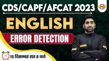 ENGLISH FOR CDS/AFCAT-1 2023, CAPF AC 2023 | ENGLISH ERROR DETECTION | BY NITIN SIR