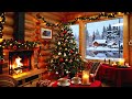 Snowfall Night Ambience ❄️ Jazz Instrumental & Cozy Fireplace for Deep Sleep and Study