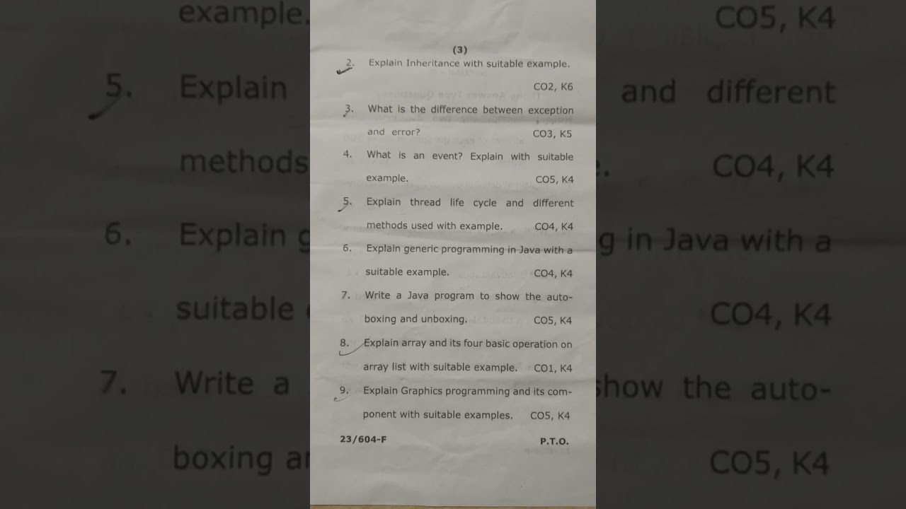 Object Oriented Programming (OOPs) previous year question paper 2023, MCA 2nd Semester, VBSPU