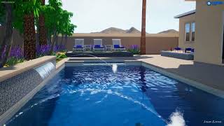 Modern Rectangular Swimming Pool and Spa