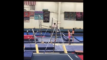 Taylor Amos Gymnastics, Level 5 bars practice, kip cast handstand