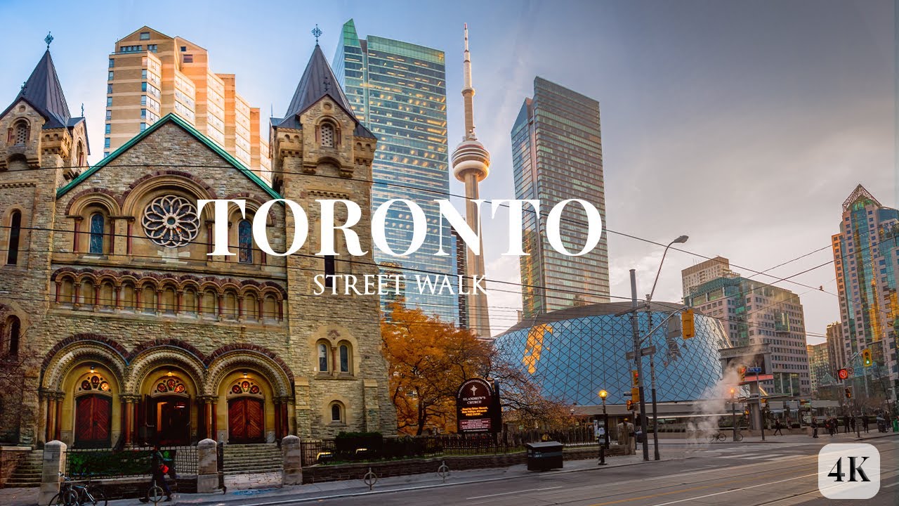 Walk in Streets and Parks in Toronto Downtown ASMR Walk in CANADA