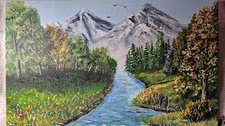 How to Paint a Stunning Mountain Landscape | Step by Step Acrylic Tutorial