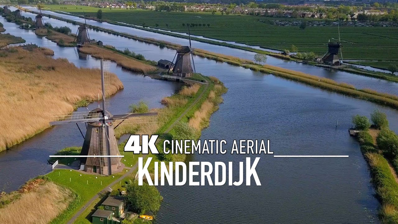 KINDERDIJK ROTTERDAM Drone 4K 2020 World's place with most Windmills