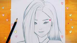 رسم انمي | تعليم رسم بنت كورية مع تسريحة شعر كيوت خطوة بخطوة | رسم بنات سهل