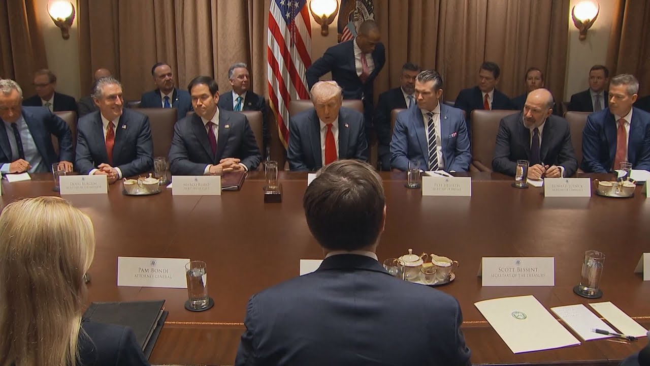 President Donald Trump holds the first Cabinet meeting of his second ...