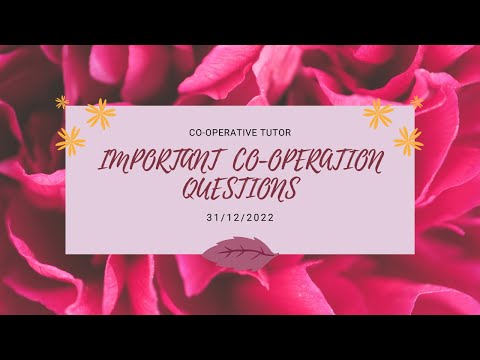 CO-OPERATION IMPORTANT QUESTIONS