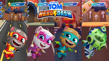Talking Tom Hero Dash Talking Tom VS Talking Angela VS Talking Ginger VS New Talking Hank Outfit