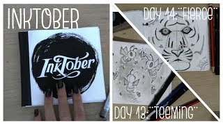 INKTOBER DAYS 13 / 14 | 'Teeming' | 'Fierce' | Drawing Timelapse