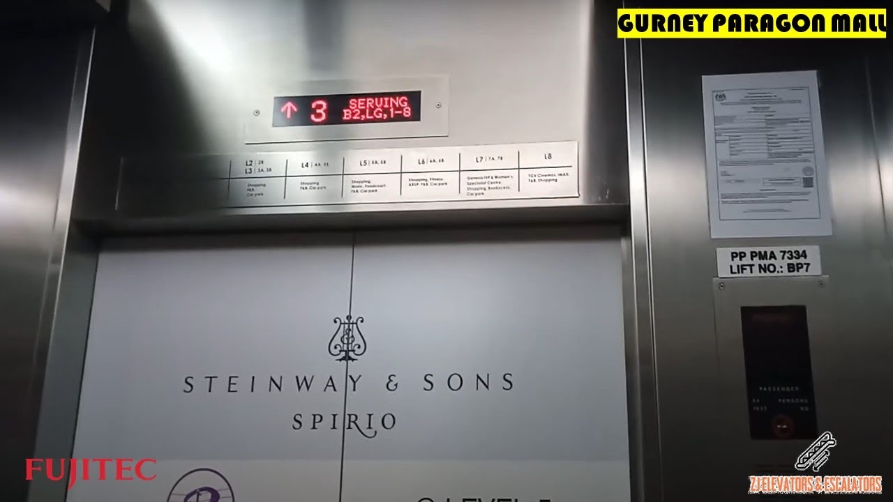 3 Fujitec Main Elevators (1 OOS) at Gurney Paragon Mall, Georgetown, Penang, Malaysia.