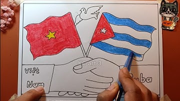 Vẽ thiếu nhi việt nam cuba thắm tình đoàn kết | Vẽ hoà bình hữu nghị | Tranh áp phích - cổ động