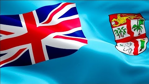 Fiji flag closeup 1080p Full HD 1920X1080 footage video waving in wind. Fijian flag Full HD