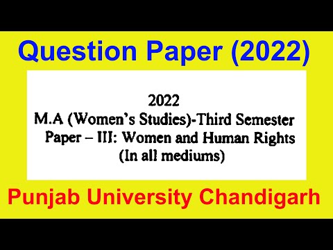 Question paper m.a Women Studies 3rd Semester women and human rights punjab university chandigarh
