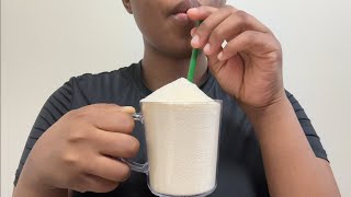 Sipping and swallowing powder through a straw