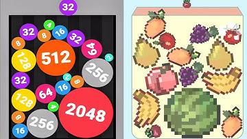 Watermelon Game 3D vs Merge Ball 2048 - ASMR Gameplay (Fruits Evolution, Level Up Jelly Suika 2048)