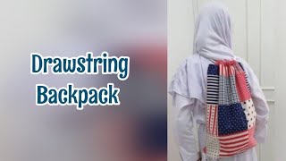 Drawstring backpack tutorial | Diy drawstring bag | Diy tas ransel serut
