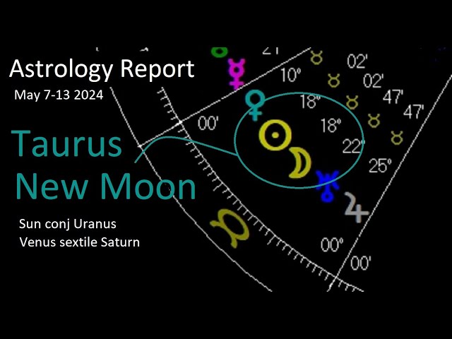 Astrology May 7-13 2024 - Taurus New Moon - Sun conj Uranus - Venus sextile Saturn class=