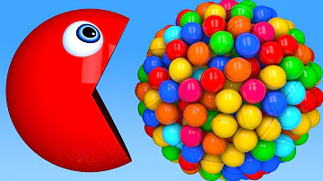Learn Colors with PACMAN and 3D Lollipop for Kid Children