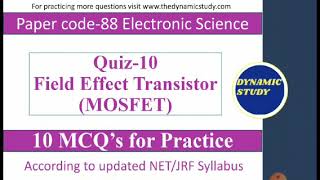 Quiz-10 (Electronic Science) Feild Effect Transistor MOSFET screenshot 2