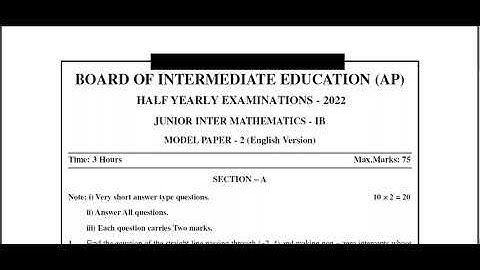 Ap inter Maths 1B Half yearly Exam Model paper ||Ap Inter 1st year maths model paper halfyearly 2022