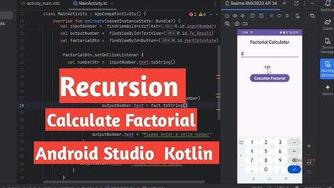 How to Calculate Factorial Using Recursion in Kotlin | Android Studio Tutorial for Beginners