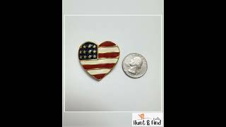 Vintage Patriotic Heart Brooch – American Flag Pin USA Americana Jewelry