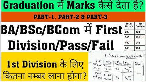 Graduation BA/BSc/BCom में First Division के लिए कितना Marks लाना होगा PART-1, PART-2 & PART-3 में?
