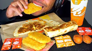 Asmr Taco Bell Breakfast Burrito Quesadilla Hash Browns Cheese Eating Show Mukbang Jerry No Talking