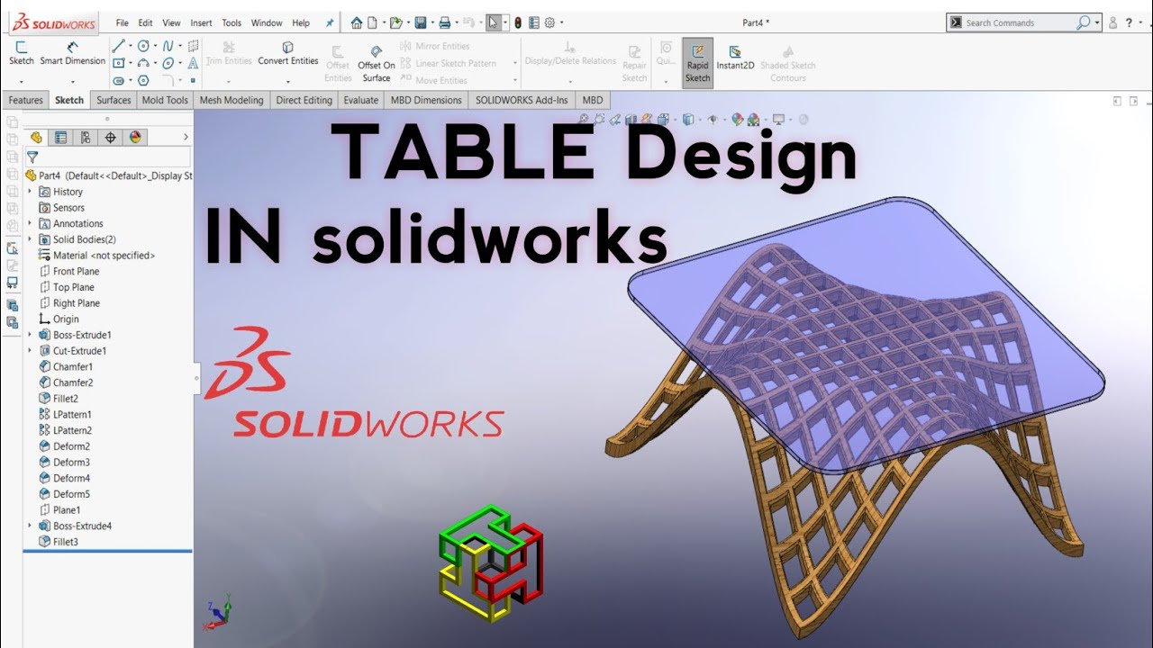 TABLE Design IN solidworks - YouTube