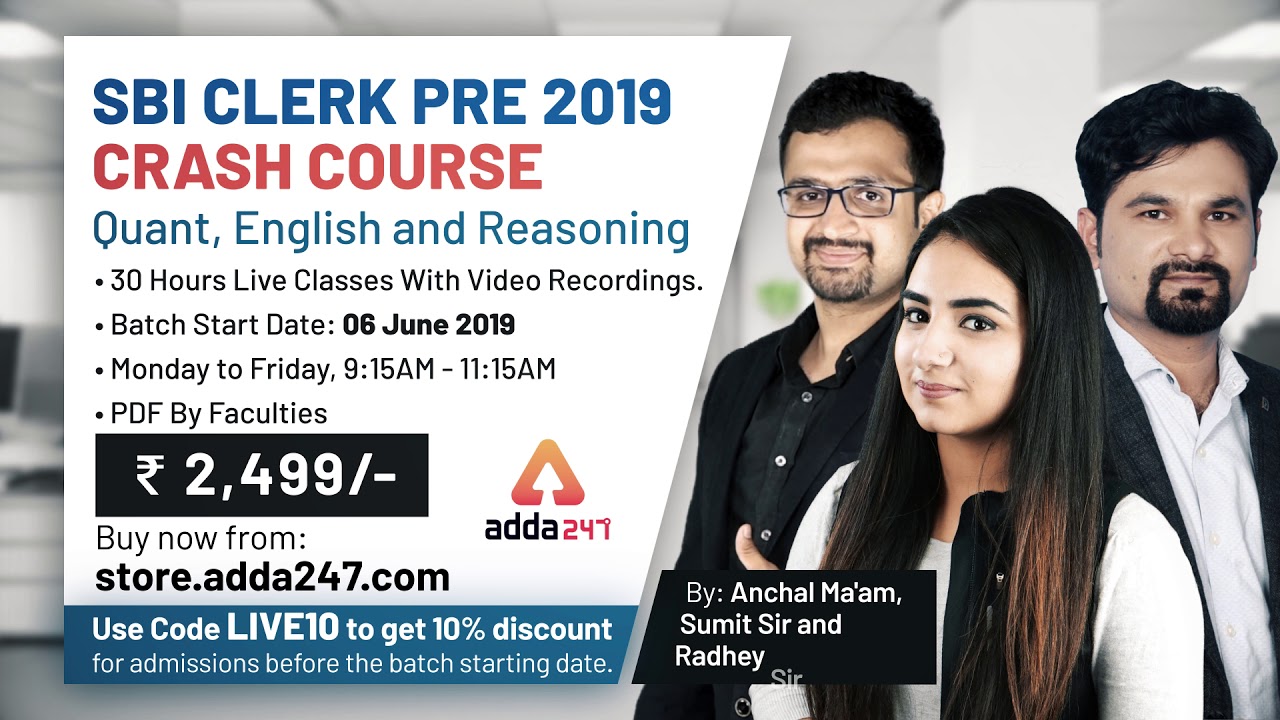 SBI Clerk Pre 2019 Crash Course | Join and Increase your chance of Selection