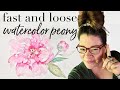 Fast and loose watercolor peony demo