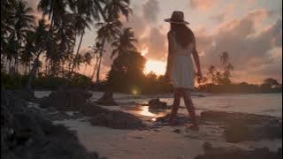 Lonely Girl Walking on Beach at Sunset | Free Stock Video Footage No Copyright