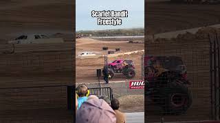 Scarlet Bandit Monster Trucks dirt dirt freestyle run on dirt track.  #monsterjam #monstertruck #fyp