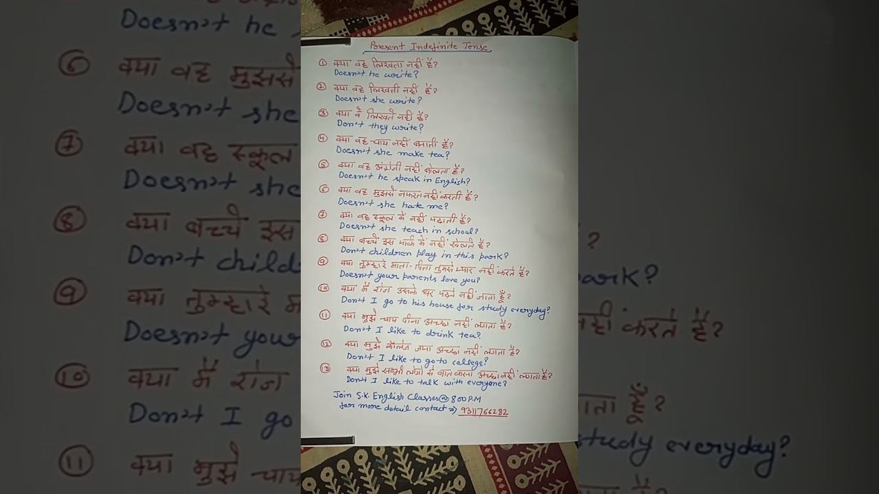 present indefinite tense (interrogative negative sentences), part-118