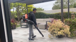 echo ￼ gasoline powered 63 cc backpack, leaf blower in action ￼ ￼