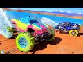 RC CAR CUSTOM SAND TIRES DRIVE ON WATER CHALLENGE!