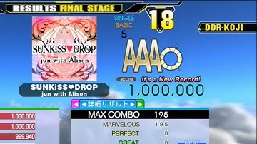 [DDR SELECTION] SUNKiSS♥DROP [Single-BASIC] 1,000,000 MFC by DDR-KOJI
