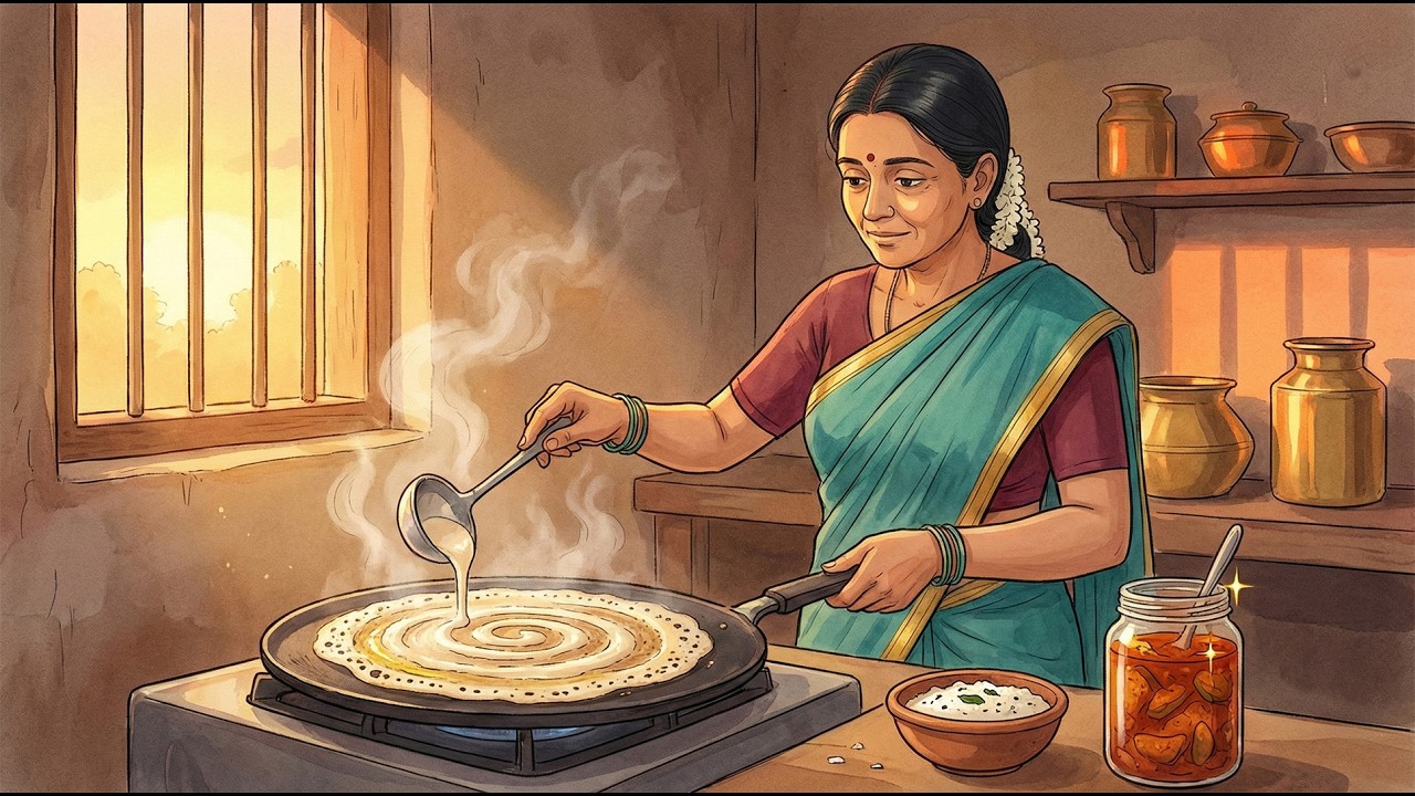 A Day in Amma’s Kitchen | Traditional 1990s South Indian Village Life | Ghibli ASMR