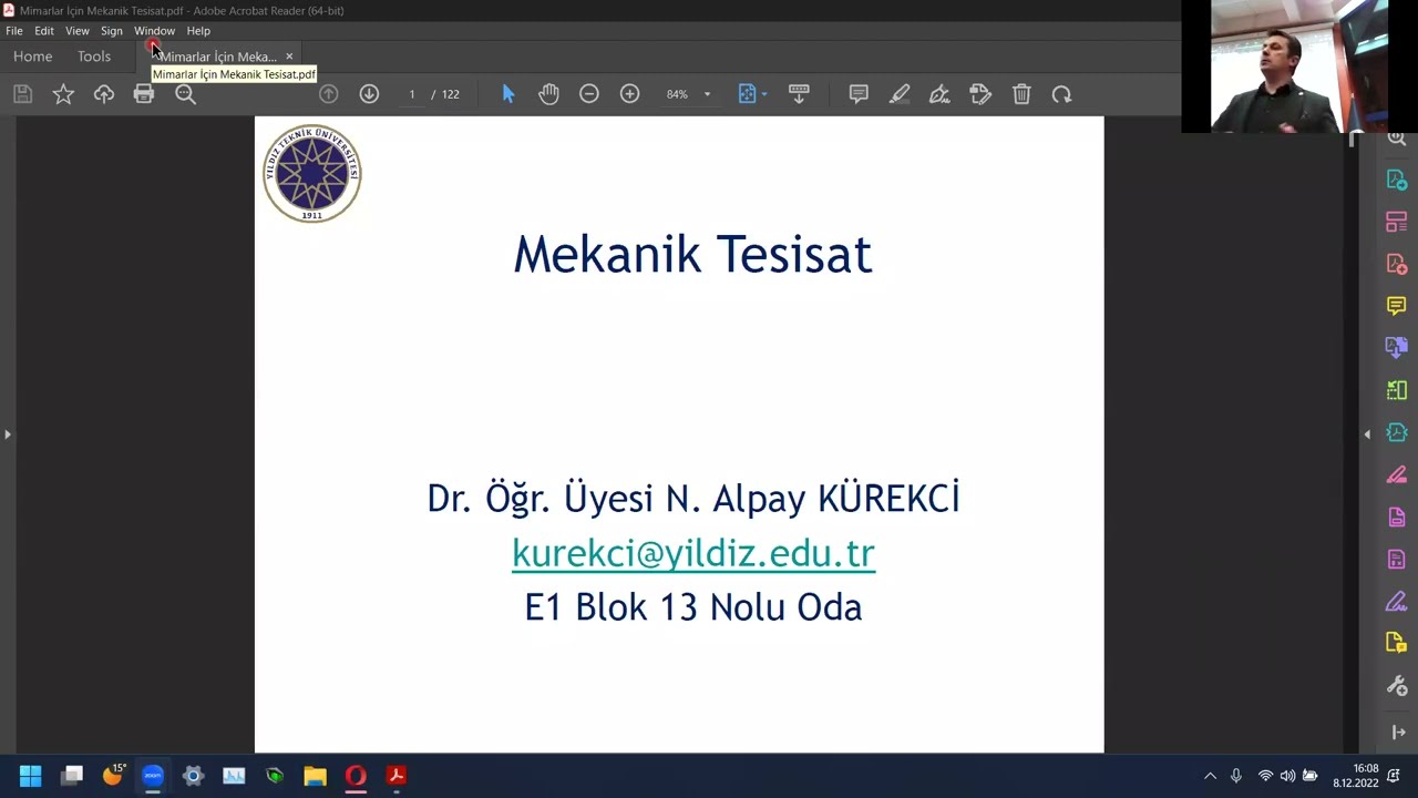 Mimarlık ve Mekanik Tesisat (1) - Sn. Dr. Öğr. Üyesi N. Alpay KÜREKÇİ