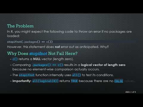 Understanding stopifnot Behavior with Empty Vectors in R
