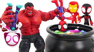 Marvel Spidey and His Amazing Friends SpiderMan VS Red Hulk! | DuDuPopTOY