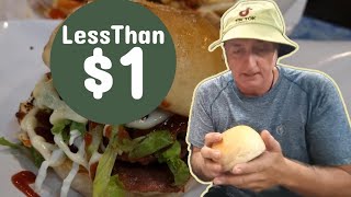 Less Than $1 Burger in Phuket! Homemade Buns & Crazy Street Food Value