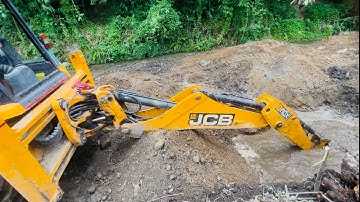 JCB Backhoe 3DX Loader Digging A Large Hole To Build A Drain. @droneplanet2040