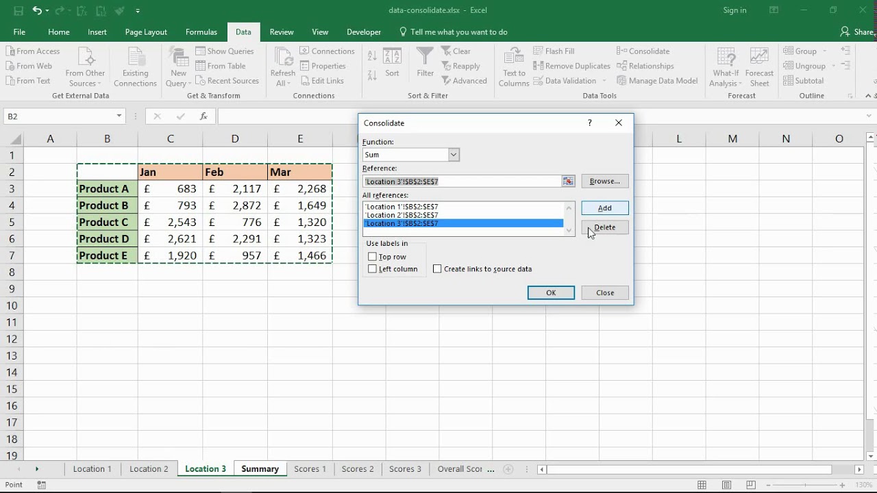 consolidate-worksheets-in-excel-with-data-consolidation-tool-youtube