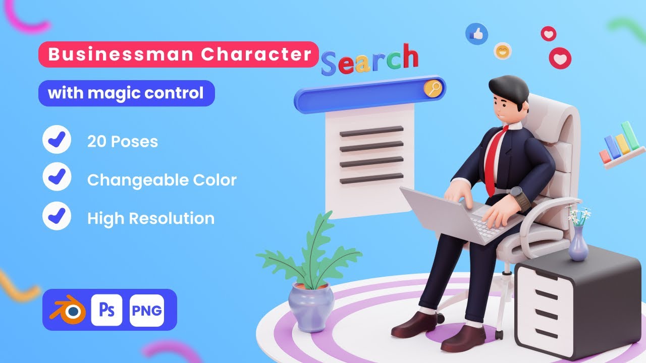 3D Character Businessman Illustration Pack