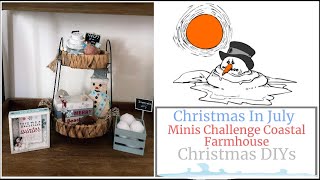 Coastal Christmas In July Tier Tray DIYs/ Crafted By Corie Minis Challenge/ Beachy Christmas DIYs/