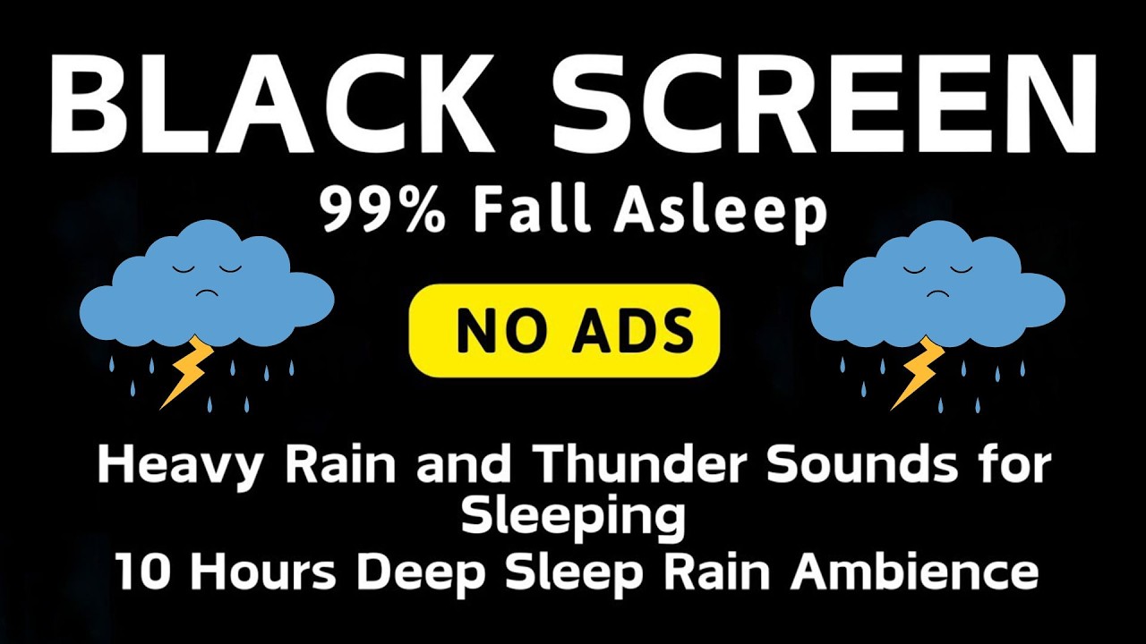 🔴 Heavy Rain and Thunder Sounds for Sleeping 🌧️ Black Screen | Pure Relaxation Sounds🌧️