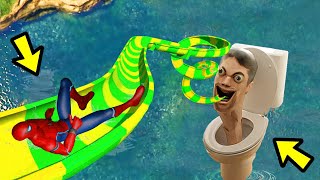 GTA 5 Skibidi Toilet vs Spiderman | Water slides | Ragdolls | \& Shark