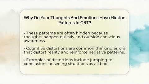 Why Do Your Thoughts And Emotions Have Hidden Patterns In CBT? - CBT Toolkit