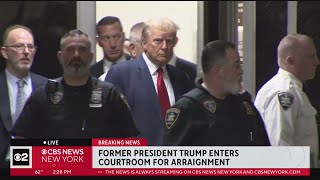 See it: Former president Trump enters courtroom for arraignment